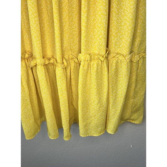 Jessica Simpson Yellow Ruffle Midi Dress Smocked Waist Tiered Feminine S - Picture 12 of 12
